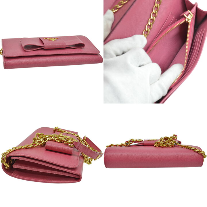 楽天市場】プラダ PRADA 長財布 ピンクxゴールド レザーx金属素材  