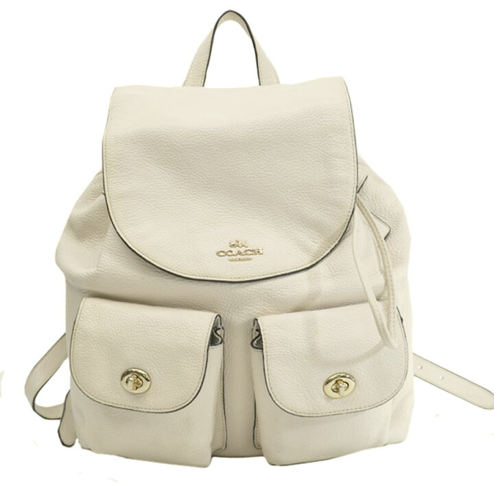 楽天市場】コーチ COACH リュック アイボリーxゴールド レザーx金属 