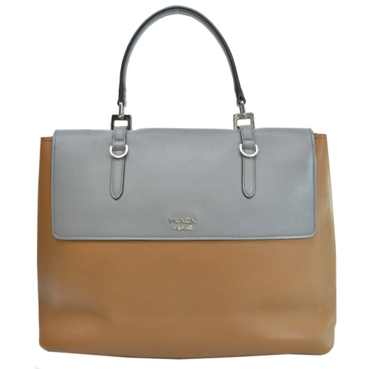 楽天市場】プラダ PRADA バッグ ブラウンxグレーxシルバー レザーx 