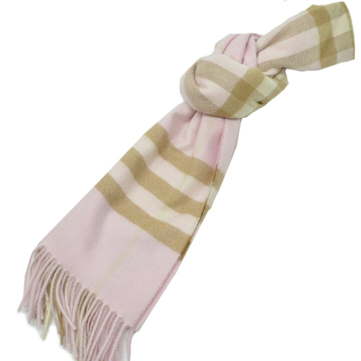 楽天市場】バーバリー BURBERRY マフラー ベージュxピンク カシミヤ 