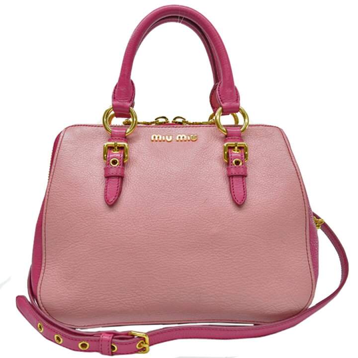 楽天市場】ミュウミュウ MIU MIU バッグ ピンク レザーx金属素材 