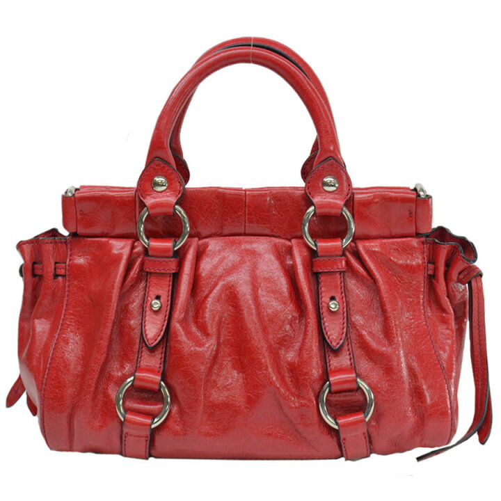 楽天市場】ミュウミュウ MIUMIU バッグ レッドxシルバー レザーx金属 