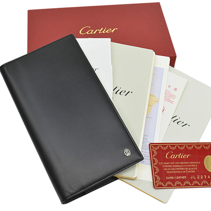 楽天市場】カルティエ Cartier 手帳カバー ブラック レザー レディース 