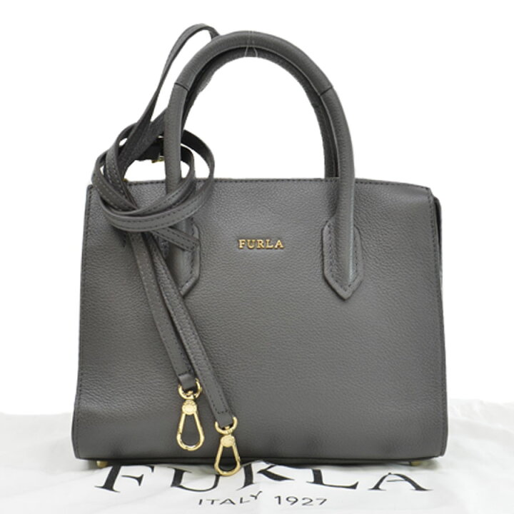 楽天市場】フルラ FURLA ハンドバッグ グレーxゴールドカラー レザーx 