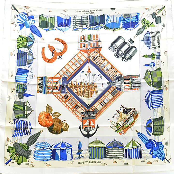 楽天市場】【美品】エルメス HERMES スカーフ カレ90 ノルマンディ海岸  