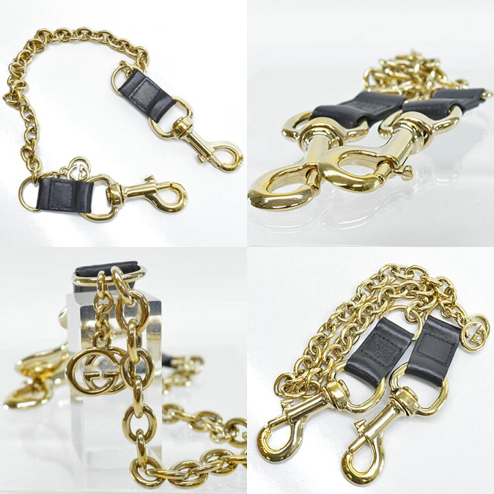 楽天市場】グッチ GUCCI ウォレットチェーン ゴールドxブラック 金属 