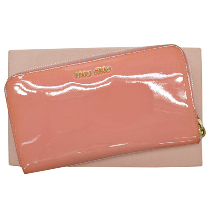 楽天市場】ミュウミュウ MIU MIU 長財布 リボン サーモンピンク  