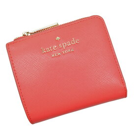 ケイトスペード kate spade 財布 レッド系ピンクxシルバー レザーx金属素材 二つ折り レディース 【中古】【おすすめ】 - k10083f