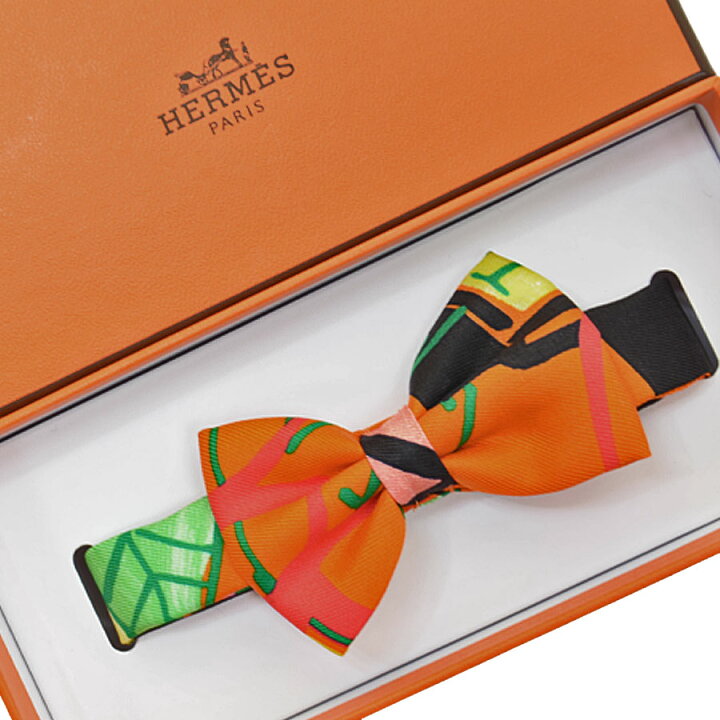 楽天市場】【美品】エルメス HERMES 蝶ネクタイ オレンジxグリーン系 