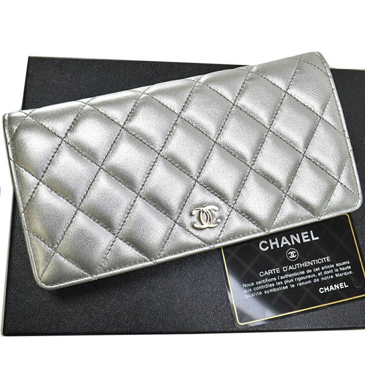 楽天市場】シャネル CHANEL 長財布 ココマーク マトラッセ シルバー  