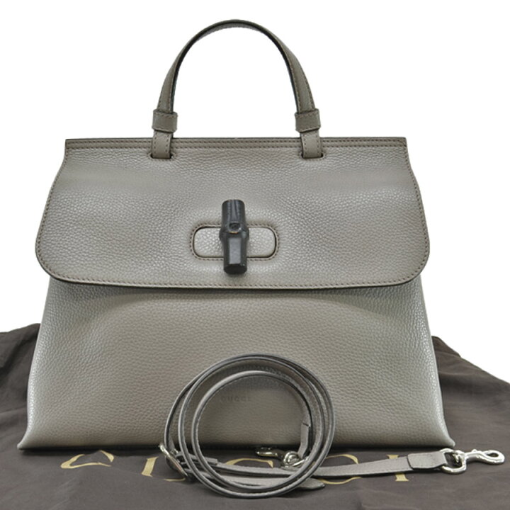 楽天市場】グッチ GUCCI バッグ バンブー グレー レザーxバンブー  