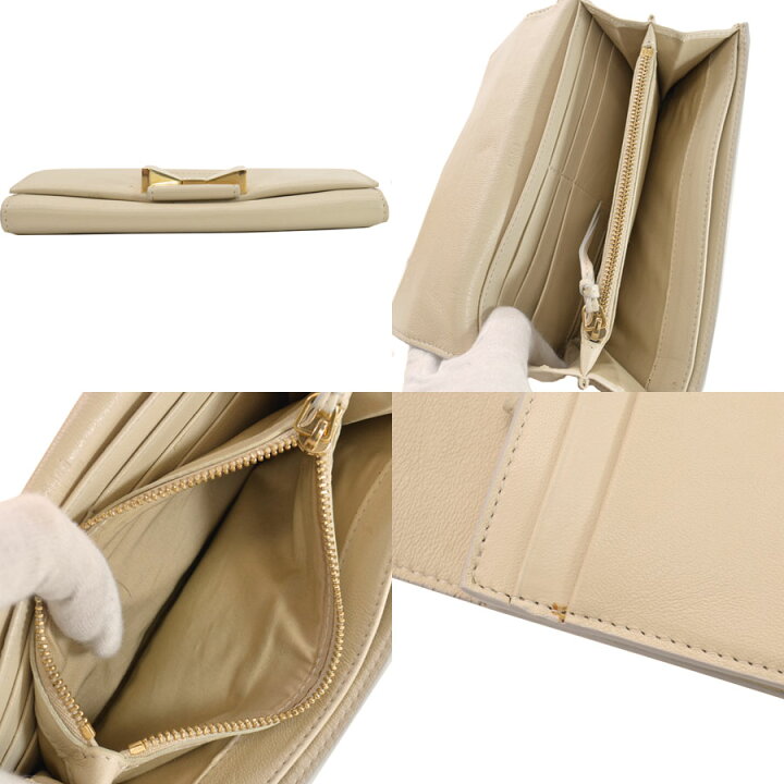 楽天市場】クロエ Chloe 長財布 リボンモチーフ ベージュxゴールド  