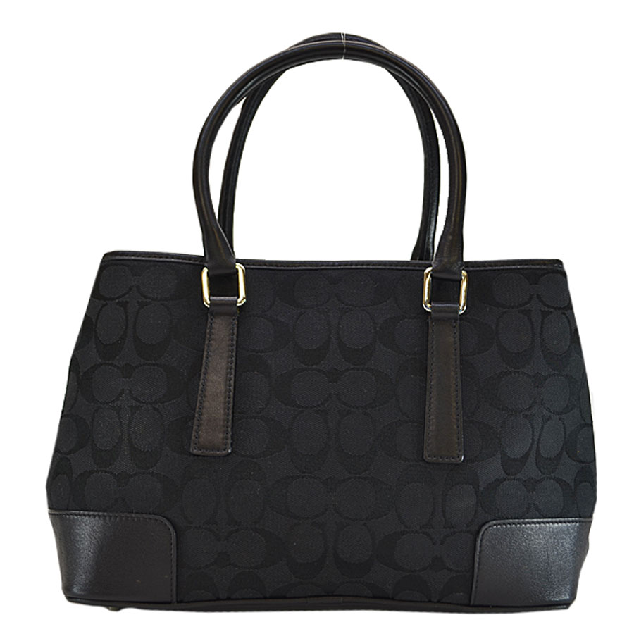 BrandValue: Coach COACH handbag signature black canvas x leather tote bag Lady&#39;s - r6410 ...