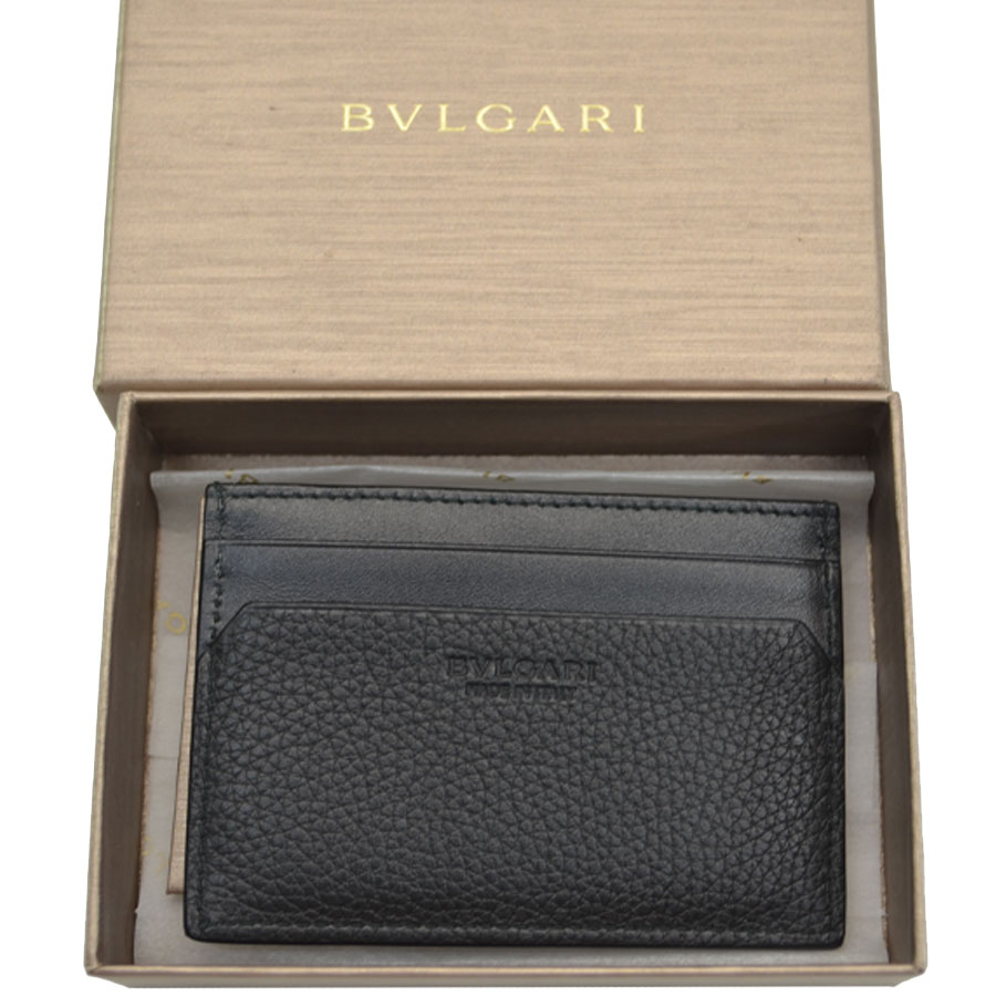 ブルガリ パスケース 春の新作シューズ満載 カードケース レザー ブラック 中古 メンズ 美品 BVLGARI s0127 - ファクトリーアウトレット