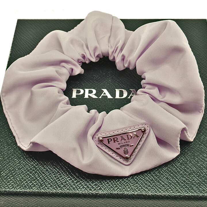 楽天市場】プラダ PRADA シュシュ 三角ロゴ パープル系ピンク ナイロン 