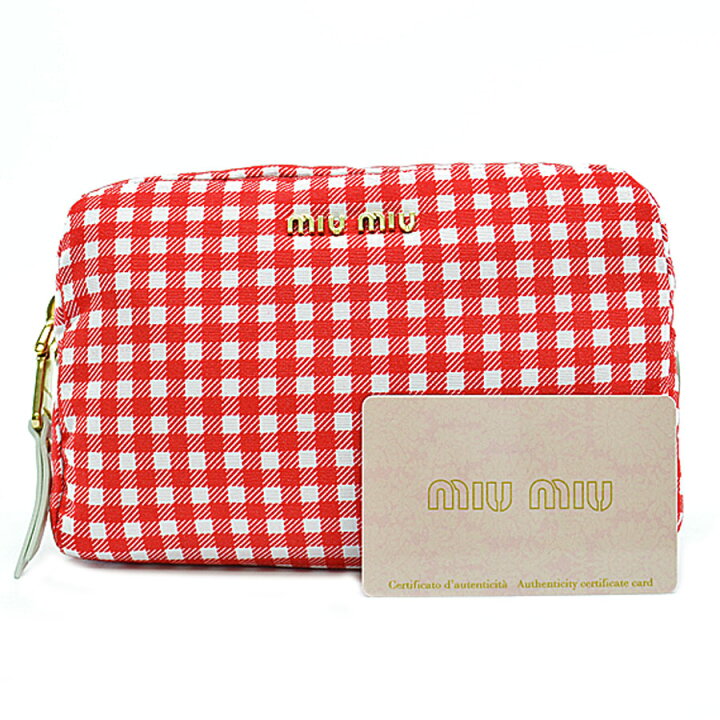 楽天市場】【美品】ミュウミュウ MIU MIU ポーチ レッドxホワイト 