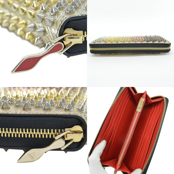 クリスチャンルブタン ゴールド 美品 ラウンドファスナー メンズ 