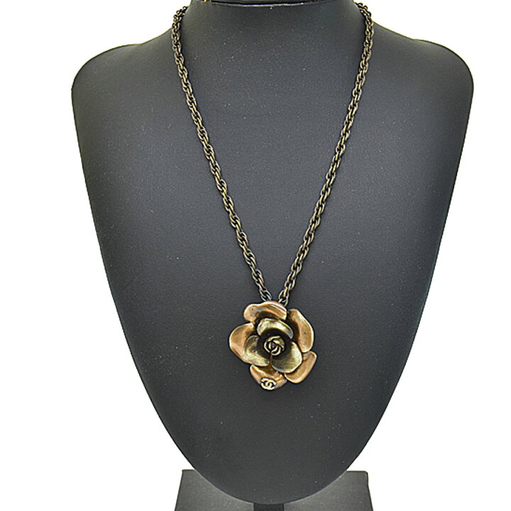 楽天市場】シャネル CHANEL ネックレス カメリア メタリックゴールド  