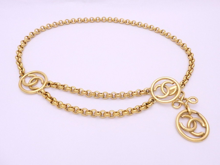 BrandValue: Chanel CHANEL chain belt here mark vintage gold metal material logo belt gold belt ...