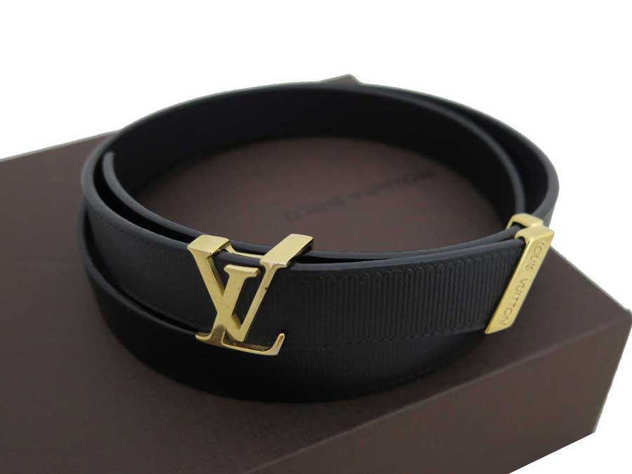 BrandValue: Louis Vuitton LOUIS VUITTON belt LV logo black x gold metal fittings leather x metal ...