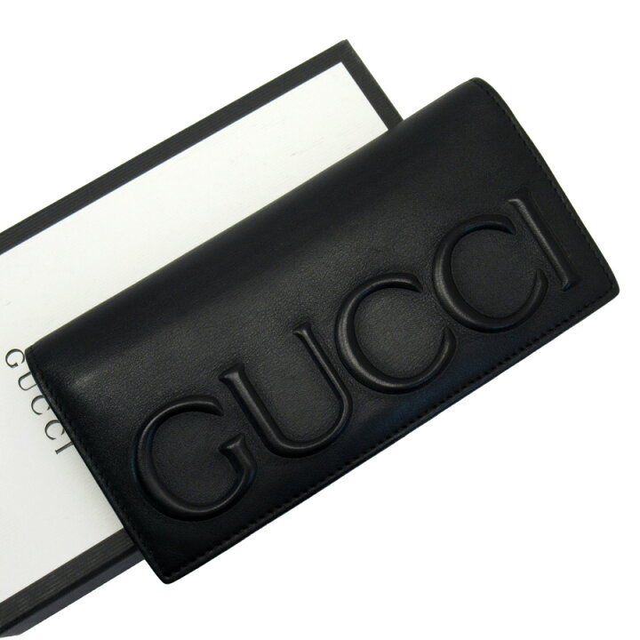 楽天市場】グッチ GUCCI 二つ折り長財布 ブラック レザー レディース  