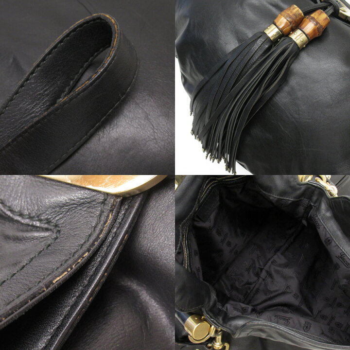 楽天市場】グッチ GUCCI ショルダーバッグ バンブー ブラックxゴールド 