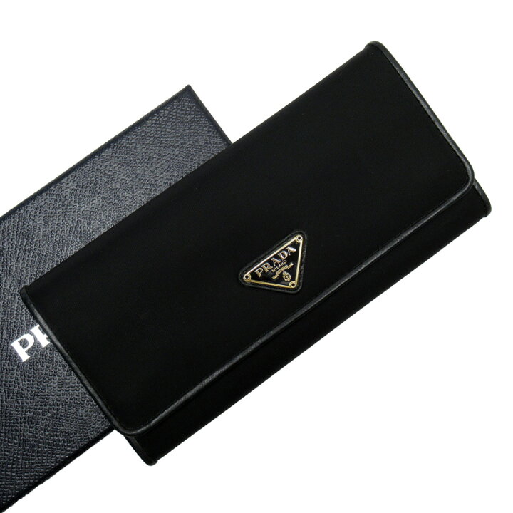 楽天市場】プラダ PRADA 二つ折り長財布 三角ロゴ NERO(ブラック  