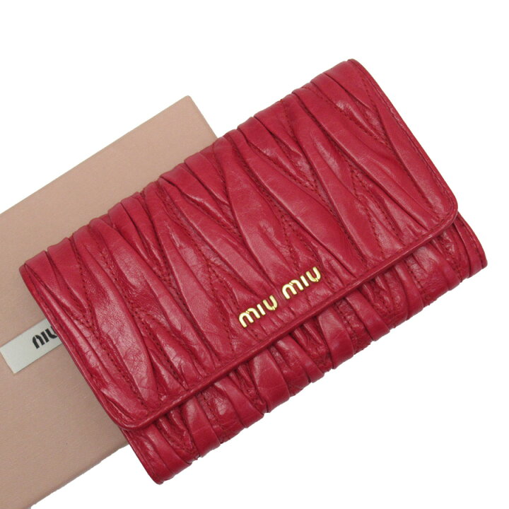 楽天市場】ミュウミュウ MIUMIU 三つ折り財布 マテラッセ レッド系x 