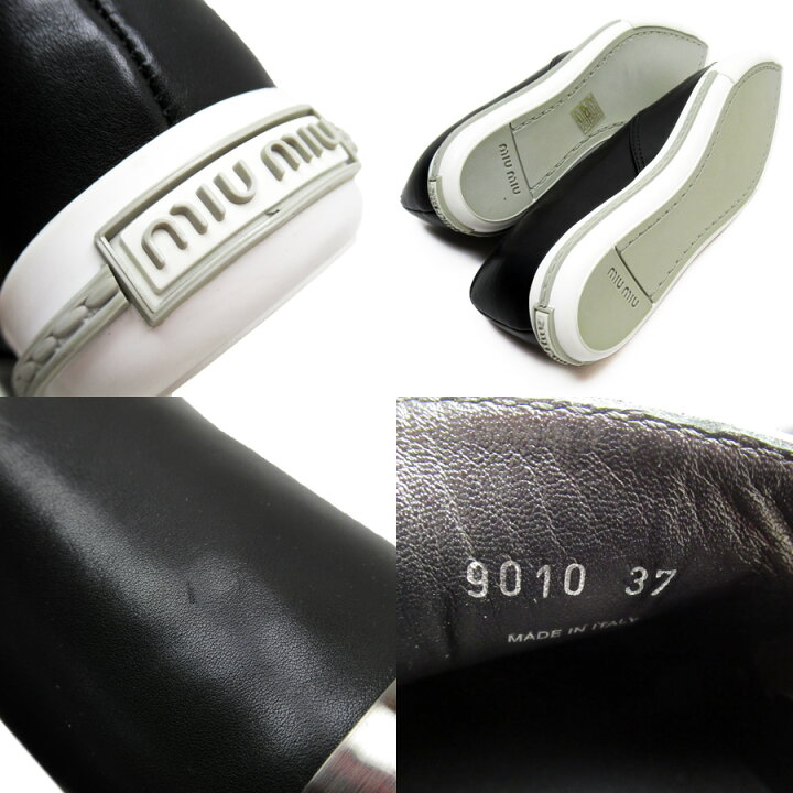楽天市場】ミュウミュウ MIU MIU スリッポン（37） ブラックxシルバーx  