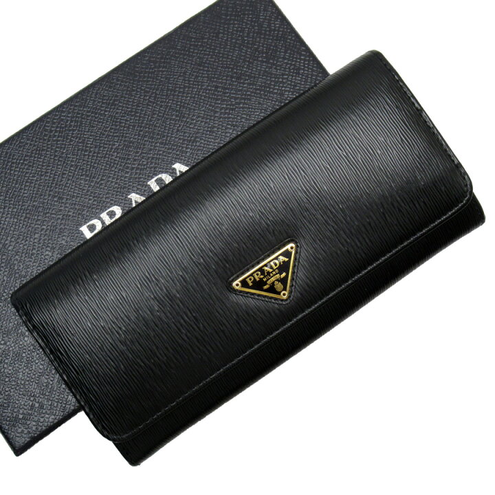 楽天市場】プラダ PRADA 二つ折り長財布 三角ロゴ NERO(ブラック)x  