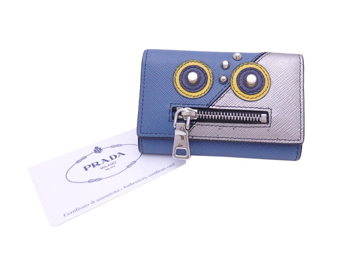 楽天市場 プラダ Prada 6連キーケース ロボット ブルーｘシルバー レザーｘシルバー金具 キーリング レディース メンズ 2pg002 中古 おすすめ Ef ブランドバリュー