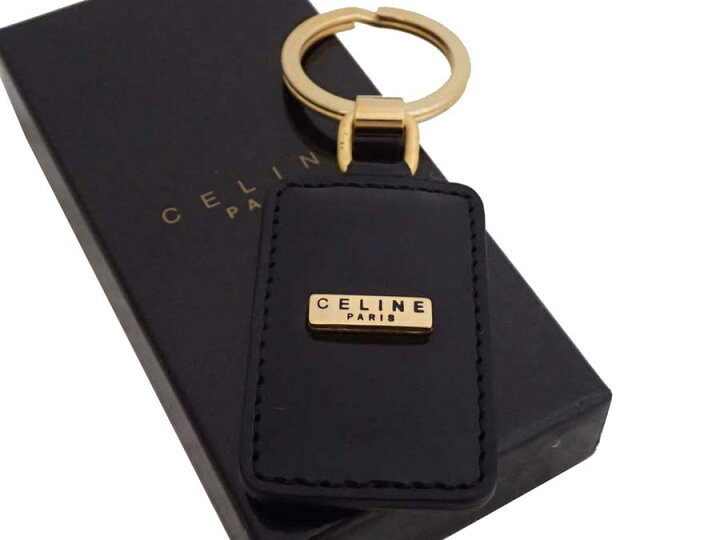 楽天市場】セリーヌ CELINE キーリング ロゴ ブラックxゴールド金具  