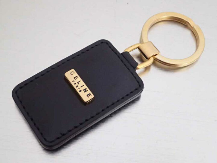 楽天市場】セリーヌ CELINE キーリング ロゴ ブラックxゴールド金具  