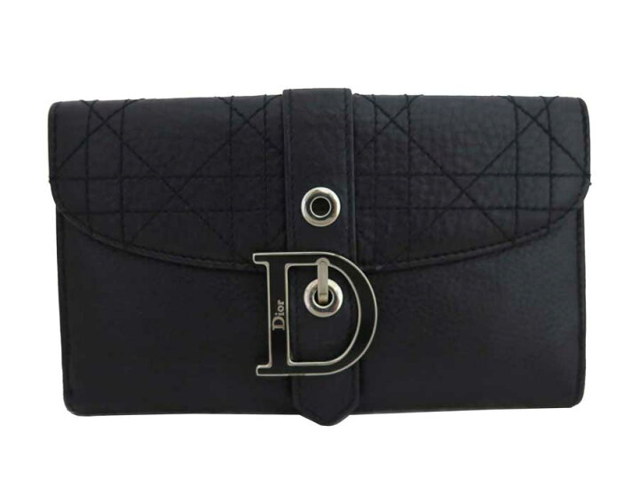 Dior エナメル 二つ折り財布 ブラック 