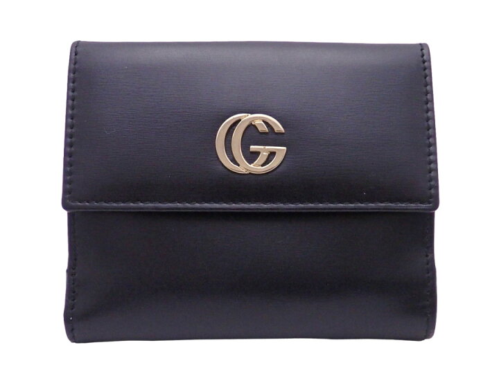 楽天市場】【美品】グッチ Gucci 二つ折り財布 GG ブラック レザーx 
