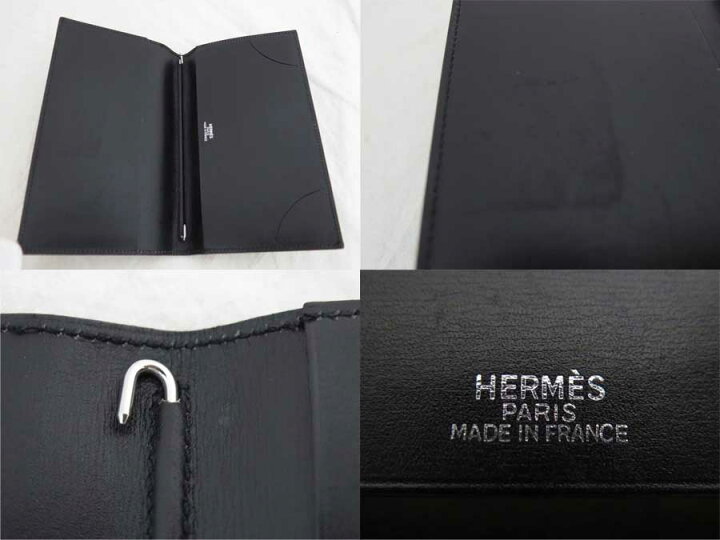 楽天市場】エルメス HERMES 手帳カバー ブラック ボックスカーフレザー 
