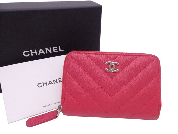 CHANEL シャネルキャビアスキンVステッチコインケースカードケース 
