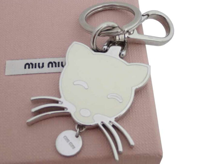 楽天市場】ミュウミュウ MIUMIU キーリング 猫 キャットモチーフ  