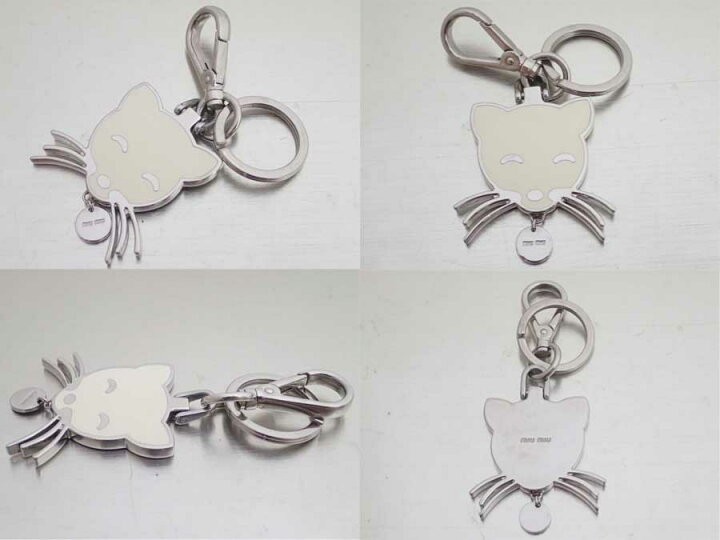 楽天市場】ミュウミュウ MIUMIU キーリング 猫 キャットモチーフ  