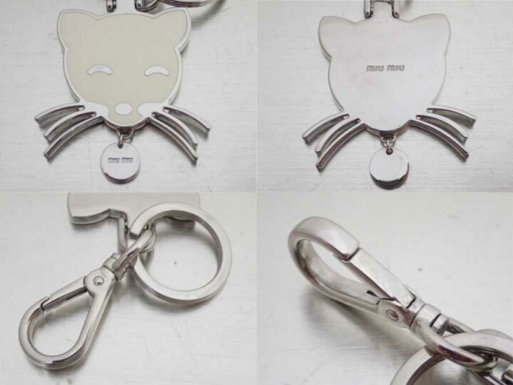 楽天市場】ミュウミュウ MIUMIU キーリング 猫 キャットモチーフ 