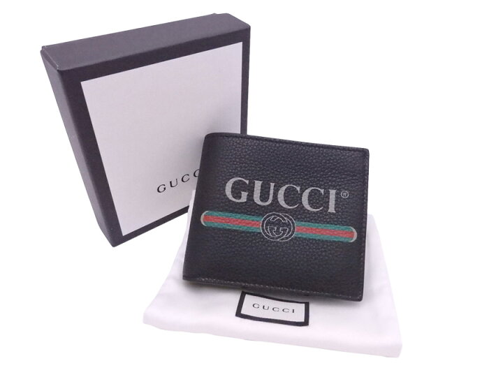 楽天市場】グッチ Gucci 二つ折り財布 ブラック レザー 財布 メンズ 