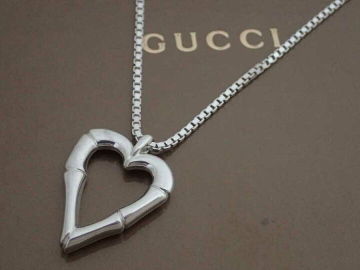 楽天市場】グッチ Gucci ネックレス ハートモチーフ バンブー シルバー 