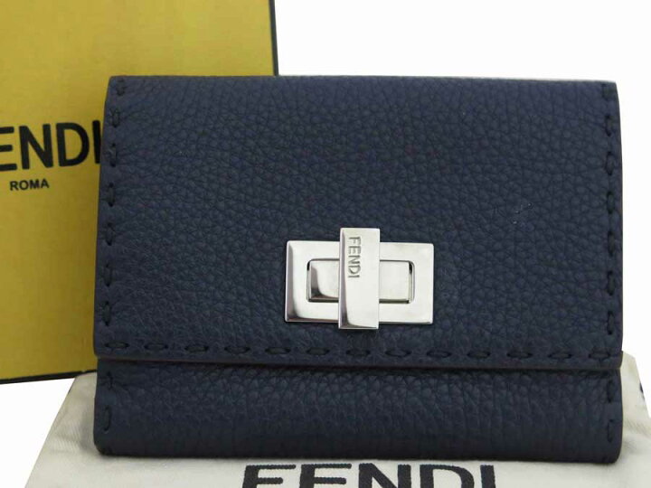 楽天市場】フェンディ FENDI 財布 ロゴ ネイビーxシルバー金具 レザー 