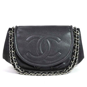 シャネル チェーンショルダーバッグ マトラッセ ココマーク ブラック キャビアスキンxシルバー金具 CHANEL レディース プレミアム特集【中古】【定番人気】 - r8019b