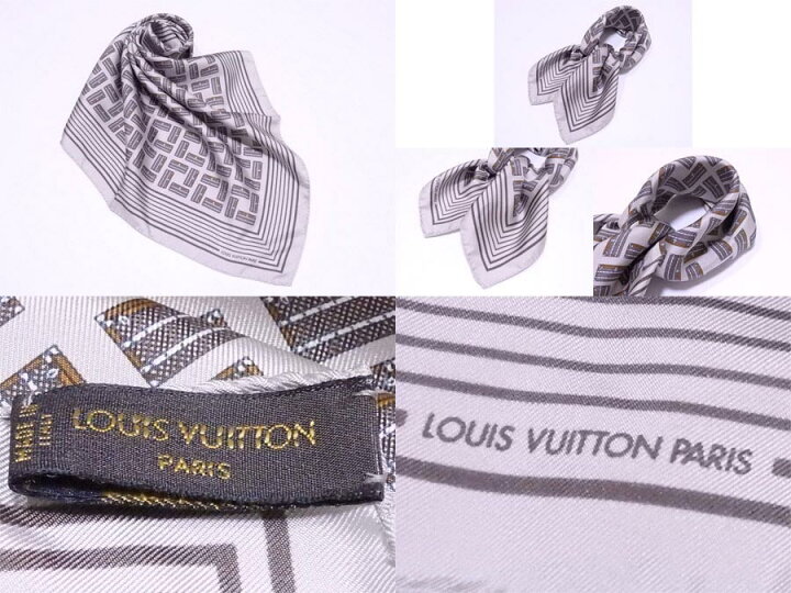 楽天市場】ルイヴィトン Louis Vuitton スカーフ グレーxブラウン 100  