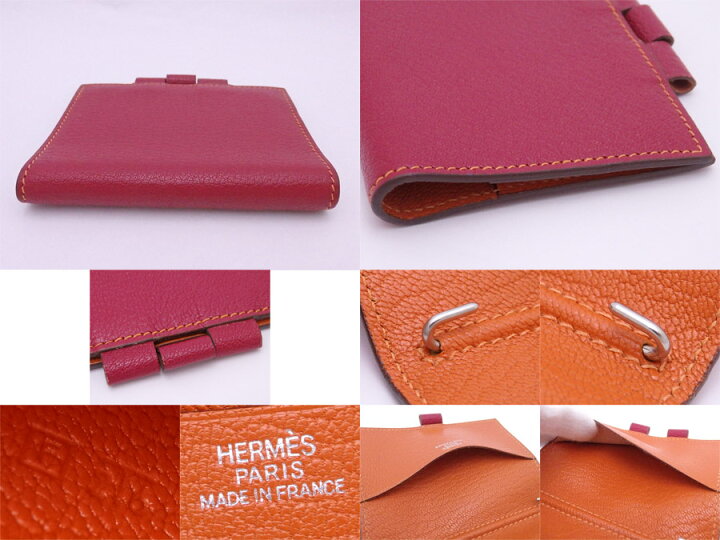 楽天市場】エルメス HERMES 手帳カバー レッドxオレンジ レザー 