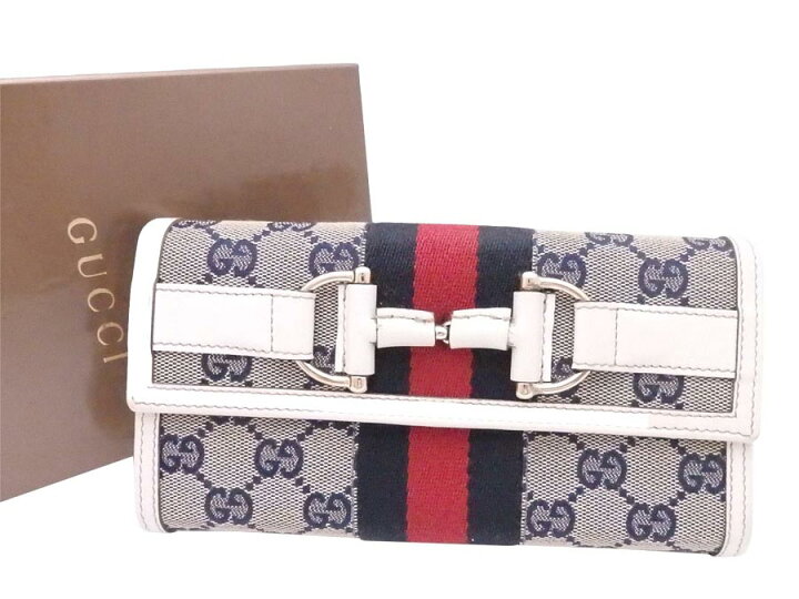 楽天市場】グッチ Gucci 長財布 GGキャンバス ホースビット ネイビーx 
