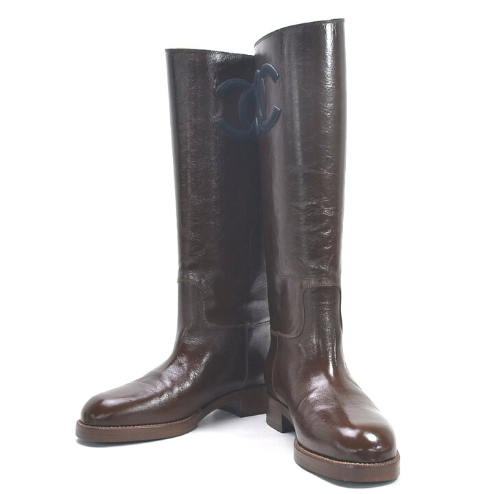 楽天市場】【未使用】シャネル ロングブーツ ジョッキーブーツ 38C  