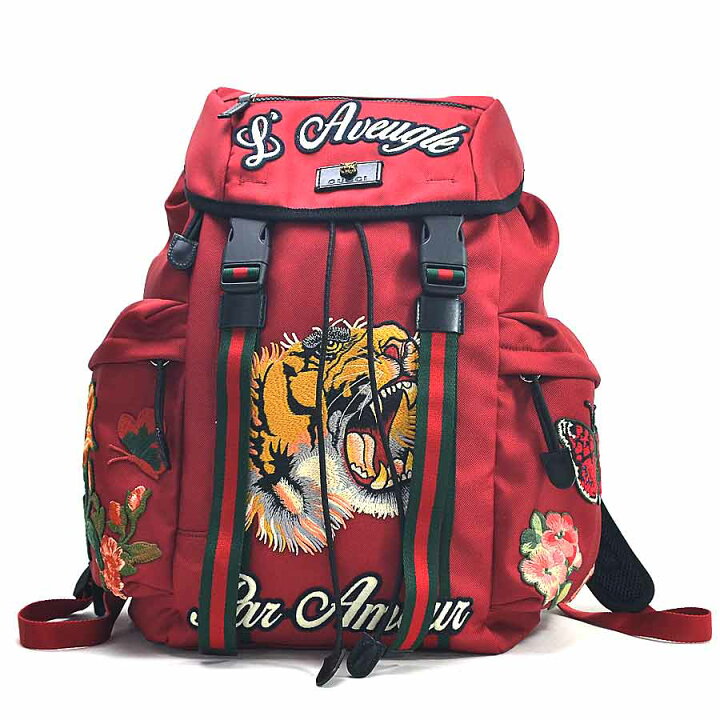 楽天市場】【美品】グッチ リュック バックパック エンブロイダリー 