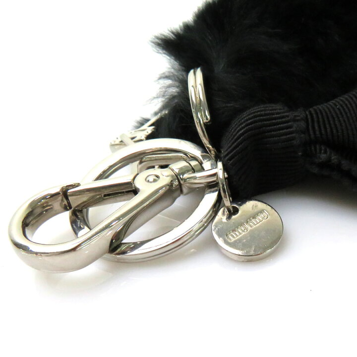 楽天市場】ミュウミュウ キーリング キーホルダー チャーム ブラックx  